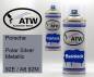 Preview: Porsche, Polar Silver Metallic, 92E / A8 92M: 400ml Sprühdose + 400ml Klarlack - Set, von ATW Autoteile West.